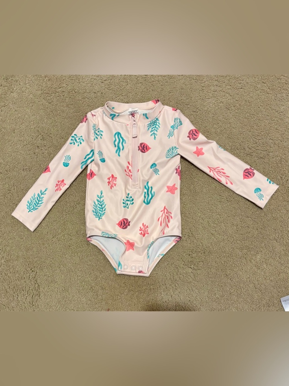 Carter's Pink Long-Sleeve One-Piece Swimsuit-12 months